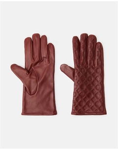 Красные кожаные перчатки с монограммой, красный Guess