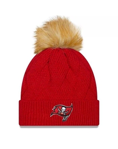 Женская красная вязаная шапка Tampa Bay Buccaneers Snowy с манжетами и помпоном New era