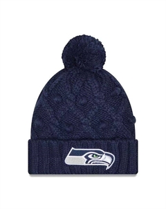 Big Girls College Navy Seattle Seahawks шапка с манжетами и помпоном New era