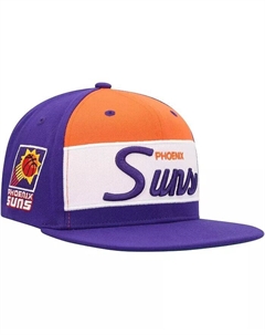 Мужская белая, фиолетовая бейсболка Phoenix Suns Retro Sport с цветными блоками и надписью Snapback Mitchell and ness