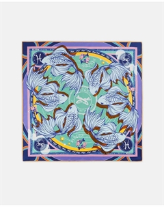 Эксклюзивный шарф из чистого шелка со знаками зодиака, бирюзовый Codello