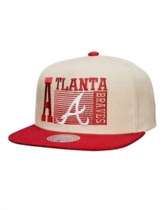 Мужская кремовая бейсболка Speed Zone Snapback Atlanta Braves Cooperstown Collection Mitchell and ness