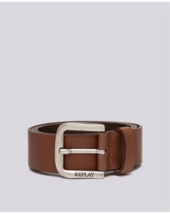 Мужской кожаный ремень с пряжкой-логотипом, коричневый Replay