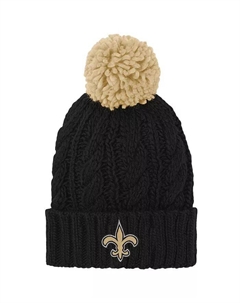 Черная вязаная шапка New Orleans Saints Team для больших девочек с манжетами и помпоном Outerstuff