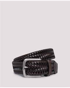 Мужской плетеный кожаный ремень с металлической пряжкой, темно-коричневый Hackett