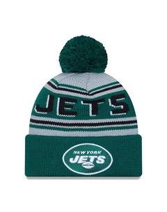 Мужская зеленая шапка New York Jets Main Cuffed Knit с помпоном New era