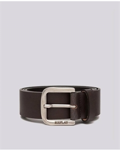 Мужской кожаный ремень с пряжкой-логотипом, темно-коричневый Replay