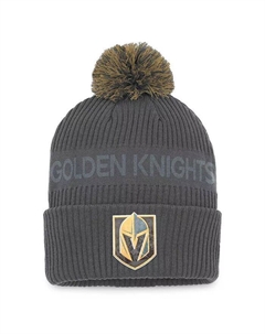 Мужская шапка-капюшон с манжетами и помпоном, темно-серого цвета Vegas Golden Knights Authentic Pro Home Ice Fanatics