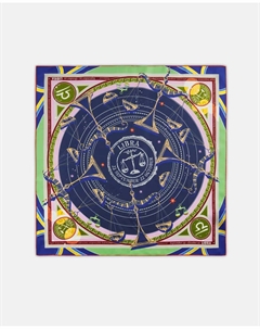 Эксклюзивный шарф из чистого шелка со знаками зодиака, темно-синий Codello