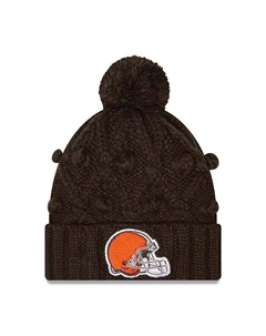 Big Girls Brown Cleveland Browns Toasty вязаная шапка с манжетами и помпоном New era