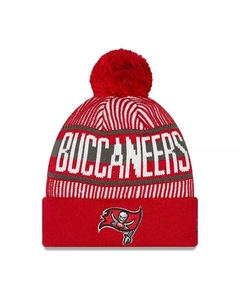 Красная полосатая вязаная шапка с манжетами и помпоном для больших мальчиков и девочек Tampa Bay Buccaneers New era