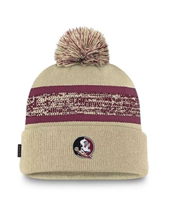 Мужская золотая вязаная шапка Florida State Seminoles On-Field Peak с манжетами и помпоном Nike