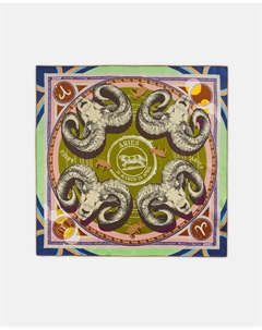 Эксклюзивный шарф из чистого шелка со знаками зодиака, цвет Kaki Codello