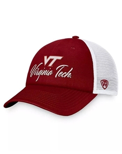 Женская кепка Trucker Adjustable, темно-бордовая, белая Virginia Tech Hokies Charm Top of the world