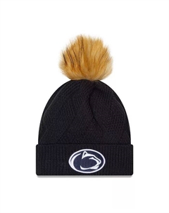 Женская темно-синяя вязаная шапка Penn State Nittany Lions Snowy с манжетами и помпоном New era