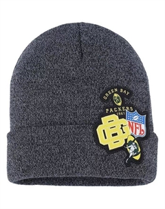 Большие мальчики и девочки Черная Green Bay Packers Xl Логотип Вязаная шапка с манжетами Mitchell and ness