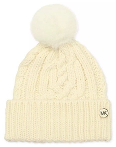 Мягкая трикотажная шапочка-манжета с арановым узором, коричневый/бежевый Michael kors