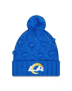 Вязаная шапка с манжетами и помпоном для больших девочек Royal Los Angeles Rams New era