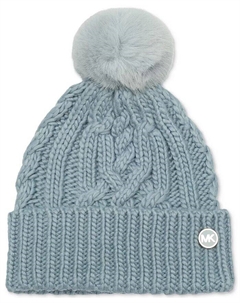 Мягкая трикотажная шапочка-манжета с арановым узором, синий Michael kors