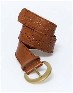 Ремень мятый с прострочкой, коричневый Сфера