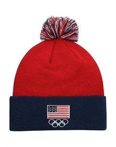 Красная вязаная шапка с манжетами и помпоном для больших мальчиков и девочек из сборной США Outerstuff