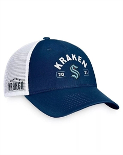 Мужская темно-синяя/белая шапка Seattle Kraken Free Kick Trucker Adjustable Fanatics