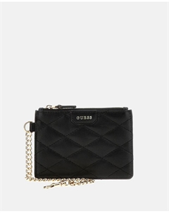 Женская кожаная визитница на молнии, черный Guess