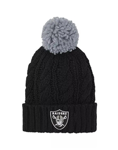 Большие девочки черная шапка Las Vegas Raiders Team Cable Cuffed Knit с помпоном Outerstuff
