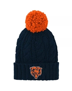 Вязаная шапка Big Girls Navy Chicago Bears Team Cable Cuffed с помпоном Outerstuff