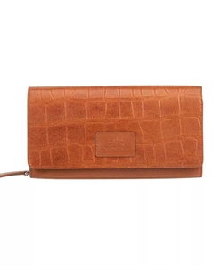 Женская коллекция Croco, кошелек-клатч с защитой RFID, коричневый/бежевый Mancini