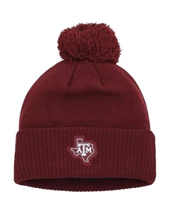 Мужская темно-бордовая техасская шапка A&M Aggies 2023 Sideline COLD.RDY с манжетами и помпоном Adidas