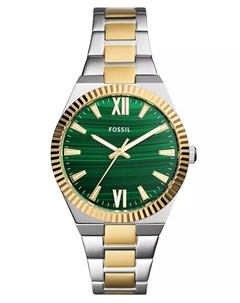 Женские двухцветные часы Scarlette из нержавеющей стали с тремя стрелками, 38 мм Fossil