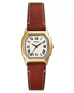 Женские часы Harlow с тремя стрелками, средние коричневые кожаные часы, 27 мм Fossil