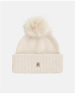 Женская шапка с помпоном, белый Tommy hilfiger