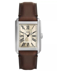 Мужские коричневые кожаные часы Carraway с тремя стрелками, 30 мм Fossil