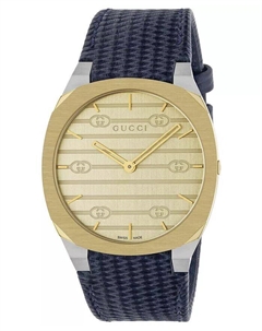 Женские швейцарские часы 25H с синим кожаным ремешком, 34 мм Gucci