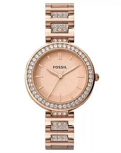 Женские часы Karli с тремя стрелками из нержавеющей стали розового золота, 34 мм Fossil