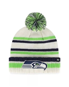 Кремовая вязаная шапка с манжетами и помпоном Driftway для мальчиков и девочек Big Seattle Seahawks, слоновая кость/кремовый '47 brand
