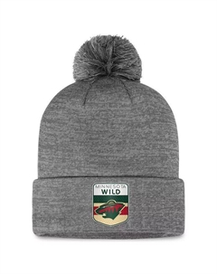 Мужская серая вязаная шапка Minnesota Wild Authentic Pro Home Ice с манжетами и помпоном, серый Fanatics
