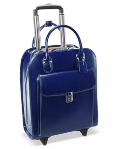 Кожаный портфель для ноутбука Uptown на колесиках Mcklein, синий