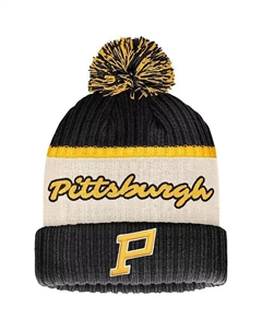 Мужская черная рваная классическая вязаная шапка с манжетами и помпоном НХЛ 2023 Pittsburgh Penguins 2023, черный Fanatics