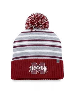 Мужская темно-бордовая вязаная шапка Mississippi State Bulldogs Dash с манжетами и помпоном, красный Top of the world