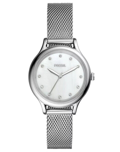 Женские часы Laney с тремя стрелками и сеткой из нержавеющей стали, 34 мм Fossil