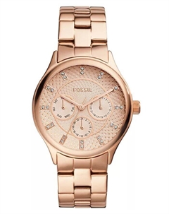 Женские современные изысканные многофункциональные часы из нержавеющей стали цвета розового золота, 36 мм Fossil