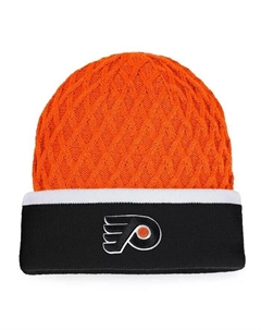 Мужская оранжево-черная вязаная шляпа Philadelphia Flyers Iconic в полоску с манжетами Fanatics