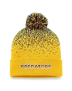Мужская золотая вязаная шапка Nashville Predators Iconic с манжетами с градиентом и помпоном Fanatics
