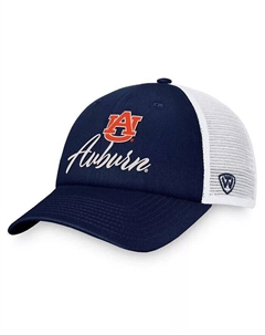 Женская темно-синяя, белая каштановая регулируемая шляпа Charm Trucker Tigers, синий Top of the world