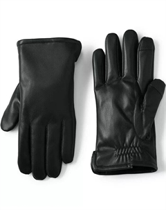 Мужские перчатки Cashtouch из искусственной кожи с подкладкой, черный Lands' end