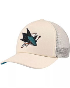 Мужская кремовая регулируемая кепка San Jose Sharks из пеноматериала спереди Trucker, бежевый Mitchell and ness