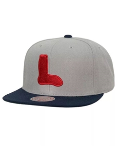 Мужская серая выездная бейсболка Boston Red Sox Cooperstown Collection Snapback Mitchell and ness